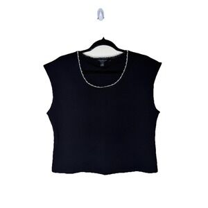 Marc New York‎ Black Faux Pearl  Sleeveless Top Size Large